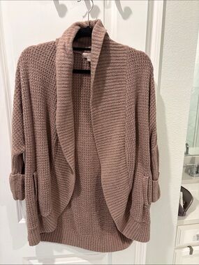 Barefoot Dreams Open-Front Cardigan in Dusty Mauve